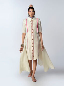 RISHI & VIBHUTI - Cream Pink Tales High Low Dress - Customisable