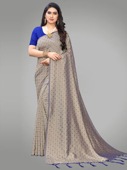 Sareemall - Grey Silk Embellished Saree with Unstitched Blouse