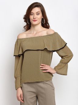 Gipsy - Mustard Medium Length Off Shoulder Rayon Blouse
