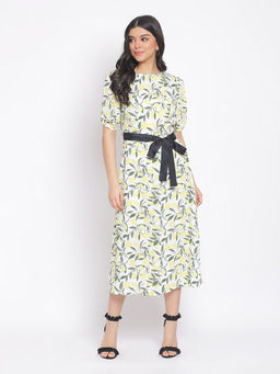 Oxolloxo - Daffodil Contour Women Tie Belt Dress