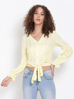 Oxolloxo - Pastel Yellow Knot Me Pretty Crop Top