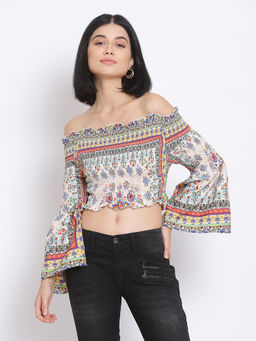 Oxolloxo - Bohemian Smocked Bardot Women's Top