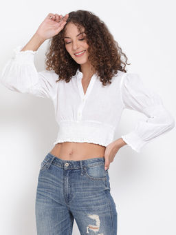 Oxolloxo - Solid White Crop Top