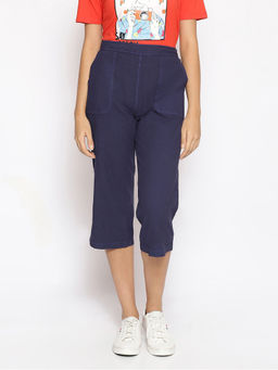 Oxolloxo - Navy Blue Solid Plain Culottes