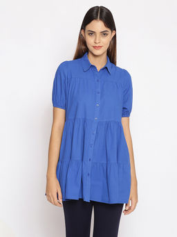 Oxolloxo - Blue Solid Plain Tunic