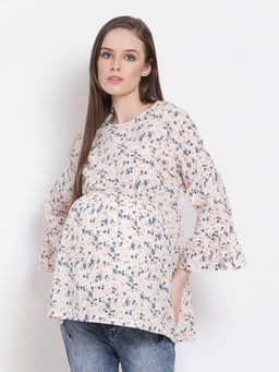 Oxolloxo - Orange Floral Print Maternity Top