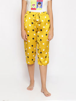 Oxolloxo - Sunny Side Polka Print Nightwear Culottes - Yellow