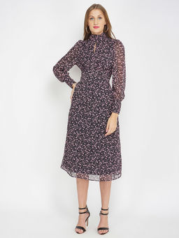 Oxolloxo - Draped In Florals Women's Midi Dress