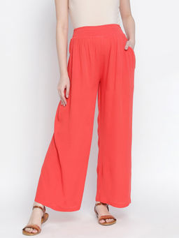 Oxolloxo - Ruby Flush Maternity Smocking Waist Pants - Red
