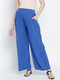Oxolloxo - Blast Aqua Maternity Smocking Waist Pants - Blue
