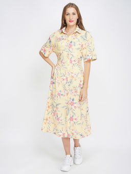 Oxolloxo - Summer Brunch Floral Midi Shirt Dress
