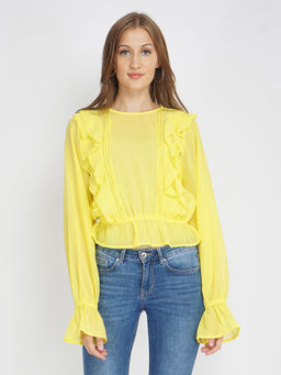 Oxolloxo - Sunflower Yellow Frilled Women's Top
