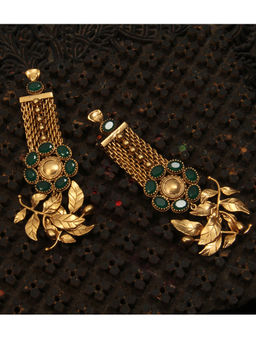 Suhani Pittie - Gold Rose Vine Mesh Earrings With Crystals