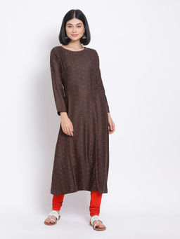 Oxolloxo - Brown Pleated Women Tunic