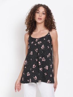 Oxolloxo - Black Floral Spaghetti Top