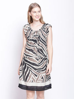 Oxolloxo - Abstract Print Women's Cotton Beachwear Dress - Multi-Color