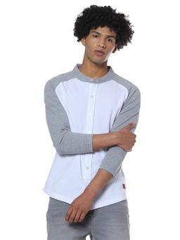 Campus Sutra - Men Self Design Casual White, Grey Shirt