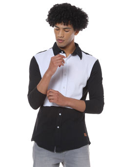 Campus Sutra - Men Color Block Casual Black Shirt