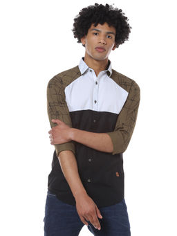 Campus Sutra - Men Self Design Casual Brown Shirt