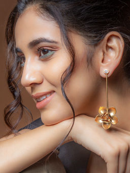 Suhani Pittie - Gold Toned Magnolia Drop Earrings-1