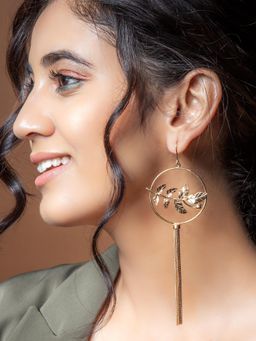 Suhani Pittie - Gold Toned Rose Vine Drop Earrings With Tassels