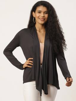 Trend Arrest - Women Solid Dark Green Shrug