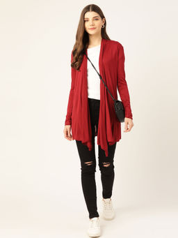 Trend Arrest - Solid Long Maroon Shrug