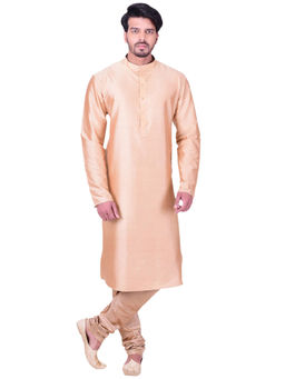 Manyavar - Beige Silk Blend Kurta Churidar (Set of 2)