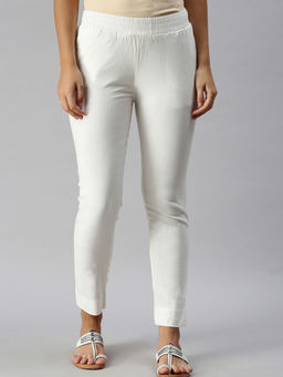 Soch - Solid Fashion White Straight Pants