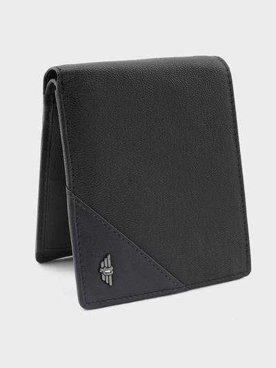 Men Navy Black Color Groix Over Flap Coin Leather Wallet