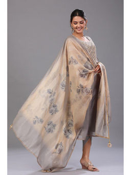 Biba - Blue Unstitched dress material Suit (Set of 3)