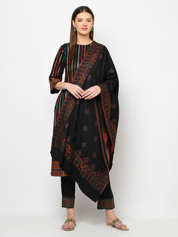 Safaa - Women Winter Acro Wool Woven Suit with Stole Unstitched Dress Material (Set of 2)