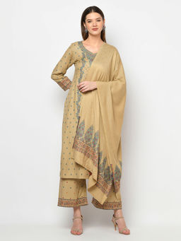 Safaa - Women Winter Acro Wool Woven Suit with Stole Unstitched Dress Material (Set of 2)