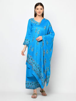 Safaa - Women Winter Acro Wool Woven Suit with Stole Unstitched Dress Material (Set of 2)