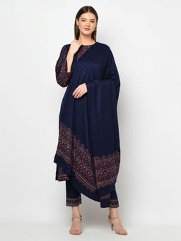 Safaa - Women Winter Acro Wool Woven Suit with Stole Unstitched Dress Material (Set of 2)