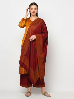 Safaa - Women Winter Acro Wool Woven Suit with Stole Unstitched Dress Material (Set of 2)