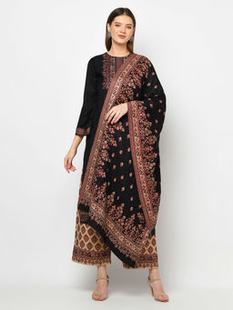 Safaa - Women Winter Acro Wool Woven Suit with Stole Unstitched Dress Material (Set of 2)