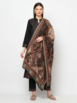 Safaa - Women Winter Acro Wool Woven Suit with Stole Unstitched Dress Material (Set of 2)