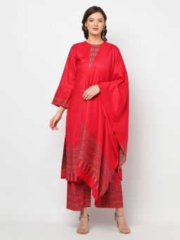 Safaa - Women Winter Acro Wool Woven Suit with Stole Unstitched Dress Material (Set of 2)