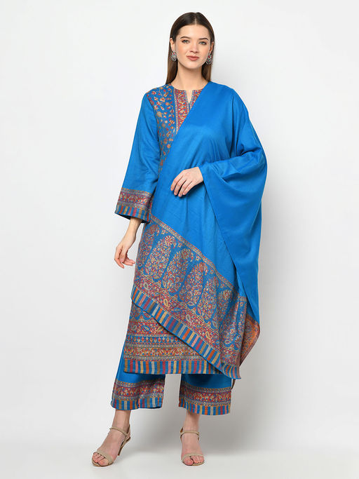 Buy Safaa Women Winter Acro Wool Woven Suit with Stole Unstitched Dress  Material (Set of 2) Online