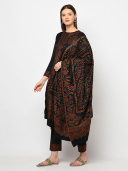 Safaa - Women Winter Acro Wool Woven Suit with Shawl Unstitched Dress Material (Set of 2)