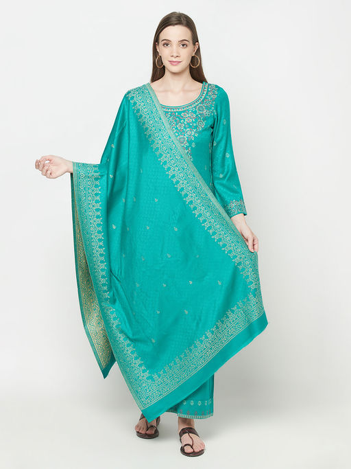 chinese dress ladies Mumtaz Arts Pure Pashmina Green Winter Suits Dress Material for Women –  Stilento
