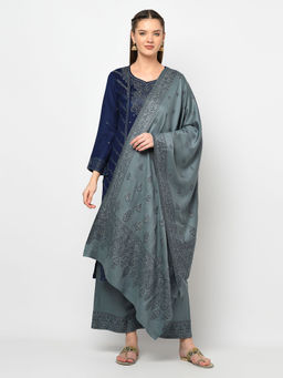Safaa - Women Winter Acro Wool Woven Suit with Stole Unstitched Dress Material (Set of 2)