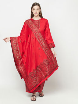 Safaa - Women Winter Acro Wool Woven Suit with Stole Unstitched Dress Material (Set of 2)