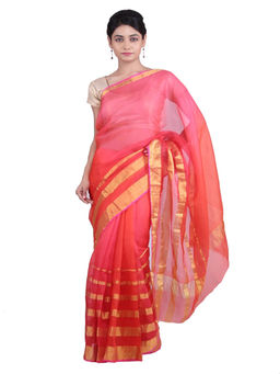 Geroo Jaipur - Red Kota Silk Saree With Zari Border