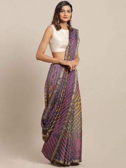 Geroo Jaipur - Hand Dyed Grey Bandhani Silk Saree