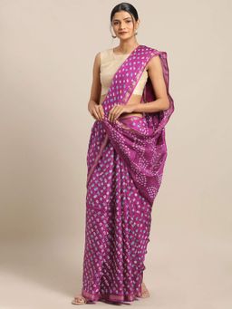 Geroo Jaipur - Hand Dyed Purple Bandhani Silk Saree