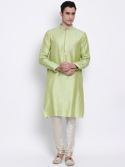 Sanwara - Men Light Green and PS Color Silk Blend Kurta And Pyjama (Set of 2)