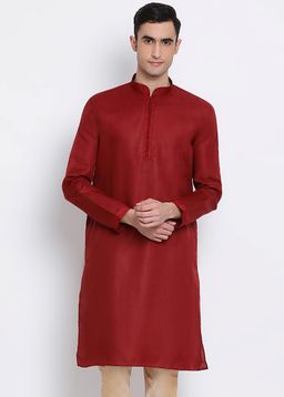 Sanwara - Men Maroon Color Cotton Blend Kurta