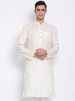 Sanwara - Men Beige Color Cotton Kurta